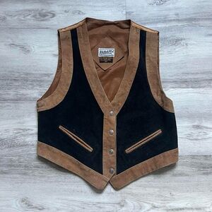 Brown and Black Vintage Suede Vest